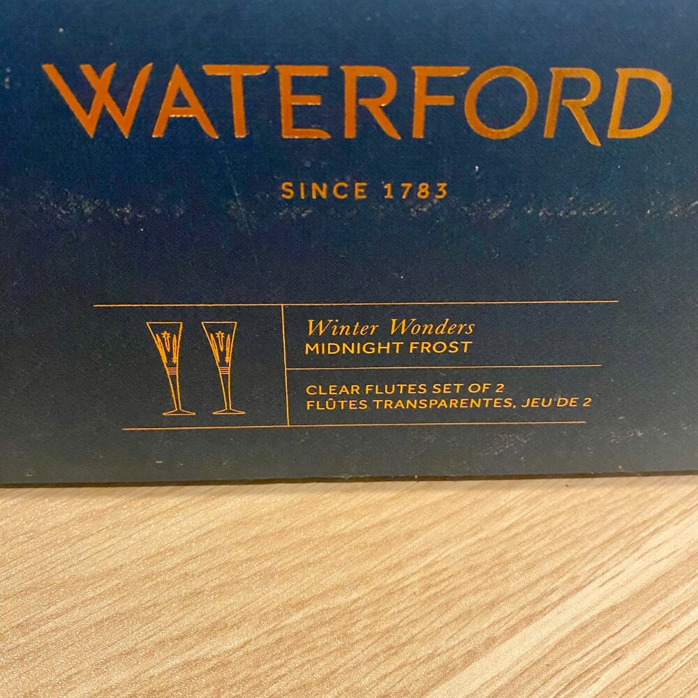 Waterford Crystal Winter Wonders: NEW Pair Midnight Frost Toasting Flutes, 11" - Picture 16 of 16